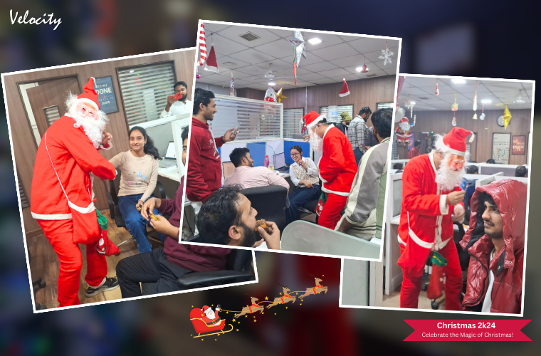 Christmas Celebration at Velocity Software Solutions Santa Claus Spreading Joy